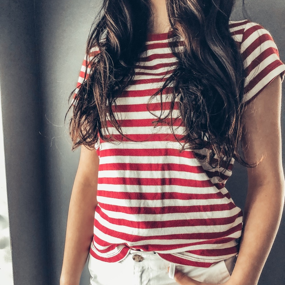 Red and white shirt